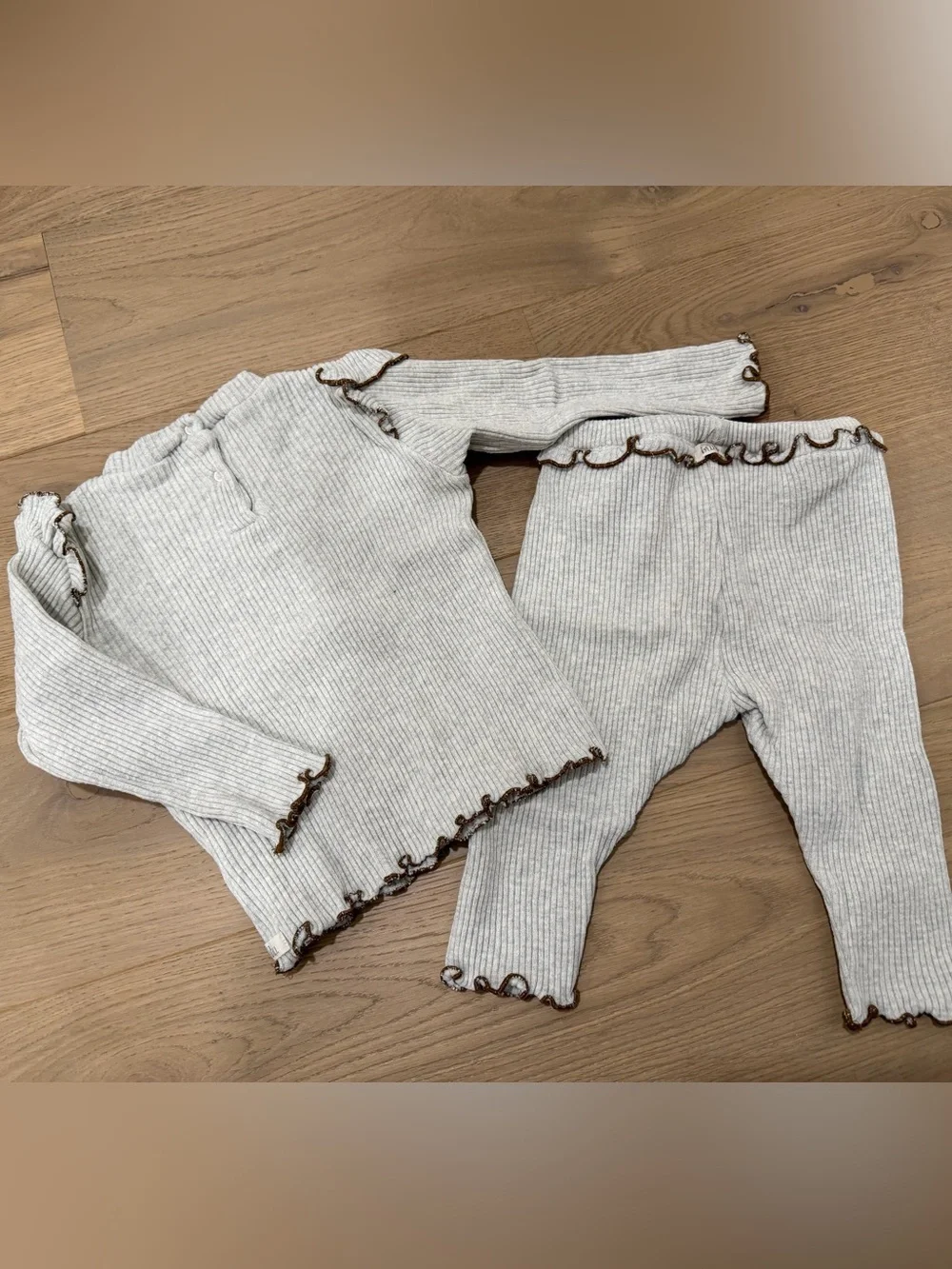 Buho Soft Rib Light Grey Tshirt Matching Set